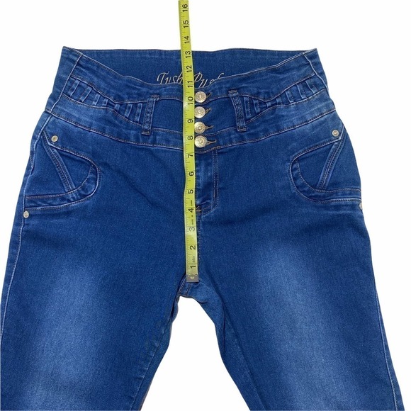 LUSH Push Button-Fly Blue Denim Skinny Jeans - Picture 6 of 12